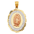 14K Yellow White Rose Gold Our Lady Of Guadalupe Pendant