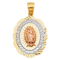14K Yellow White Rose Gold Our Lady Of Guadalupe Pendant
