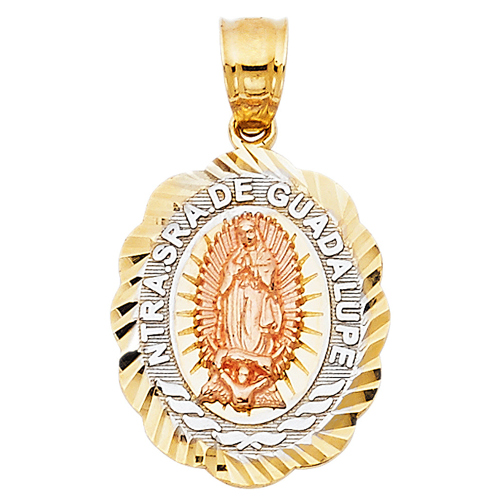 14K Yellow White Rose Gold Our Lady Of Guadalupe Pendant