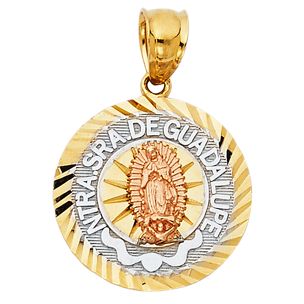 14K Yellow White Rose Gold Our Lady Of Guadalupe Pendant