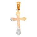 14K Yellow White Rose Gold Cross Stamp Pendant