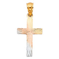 14K Yellow White Rose Gold Cross Stamp Pendant
