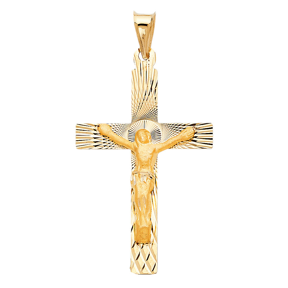 14K Yellow Gold Crucifix Stamp Pendant
