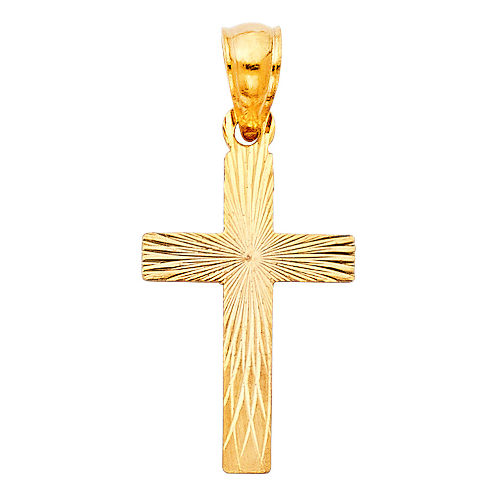 14K Yellow Gold Cross Stamp Pendant