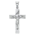 14K White Gold Crucifix Stamp Pendant