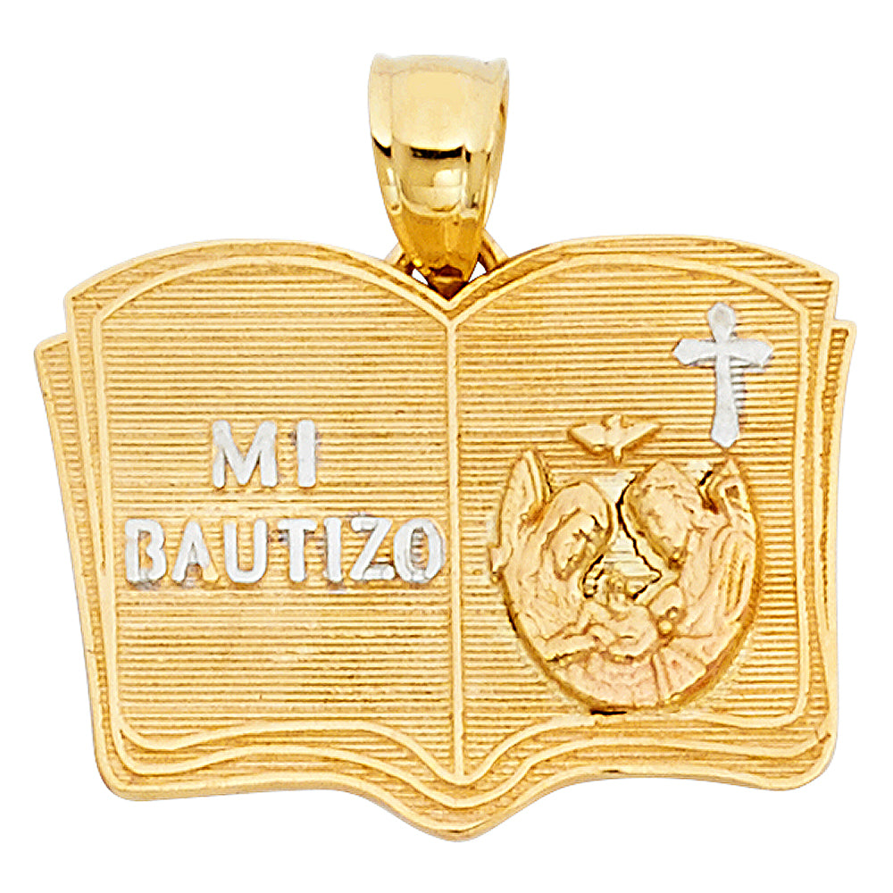 14K Yellow White Rose Gold Baptism Pendant