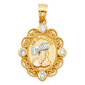 14K Yellow White Rose Gold CZ Baptism Pendant