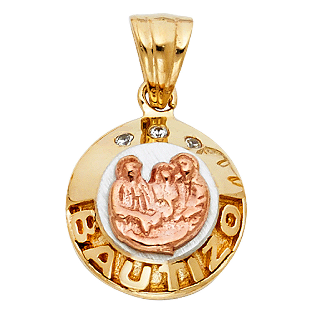 14K Two Tone Gold Baptism Pendant
