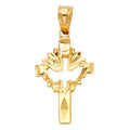 14K Yellow Gold Cross W/ Holy Spirit Dove Pendant