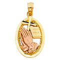14K Two Tone Gold Praying Hands Pendant