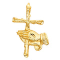 14K Yellow Gold Praying Hand W/ Cross Pendant