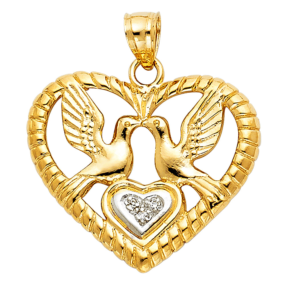 14K Two Tone Gold Religious Pendant