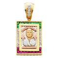14K Yellow White Rose Gold CZ Malverde Sinaloa Pendant