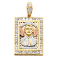 14K Yellow White Rose Gold CZ Malverde Sinaloa Pendant