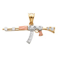 14K Yellow White Rose Gold CZ Rifle Gun Pendant