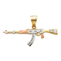 14K Yellow White Rose Gold CZ Rifle Gun Pendant