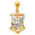 14K Yellow White Rose Gold Eagle Anchor Pendant