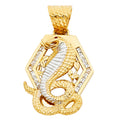 14K Two Tone Gold CZ Viper Snake Pendant