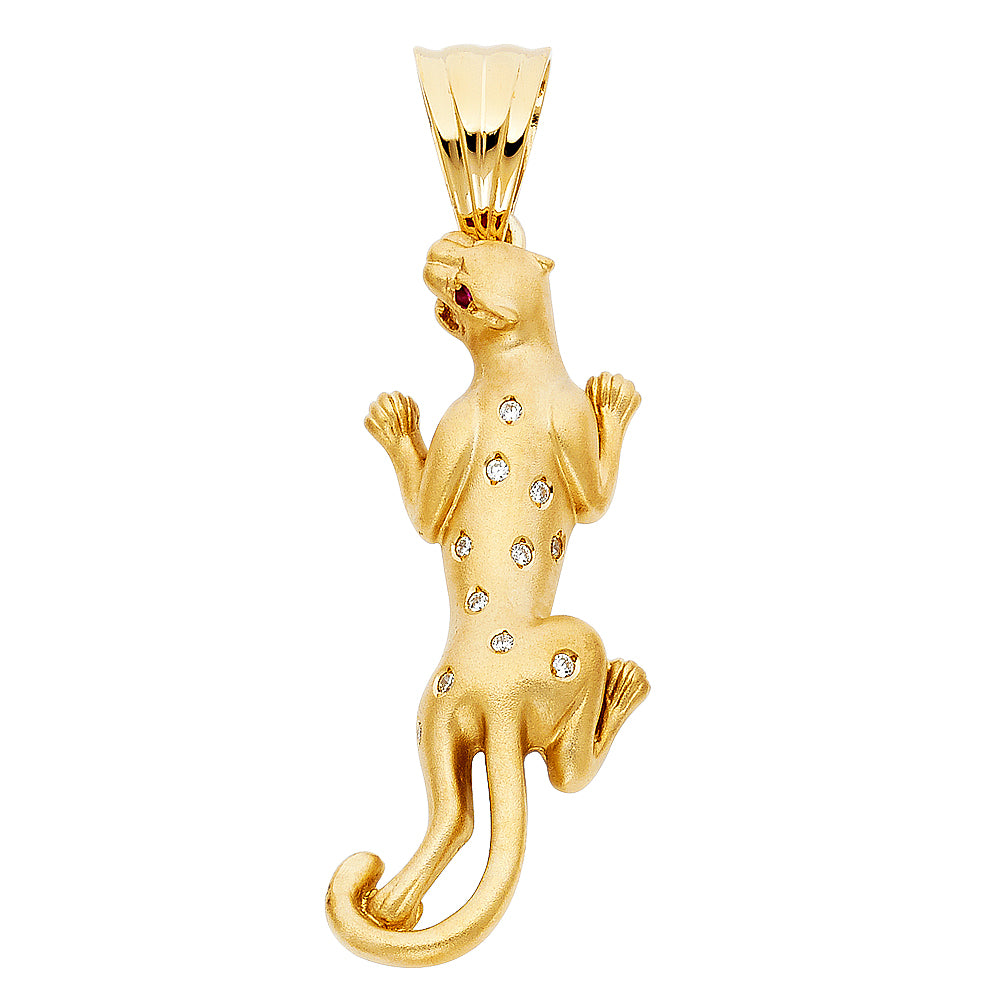 14K Yellow Gold CZ Puma Pendant