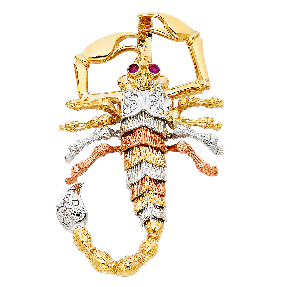 14K Yellow White Rose Gold Scorpion Pendant