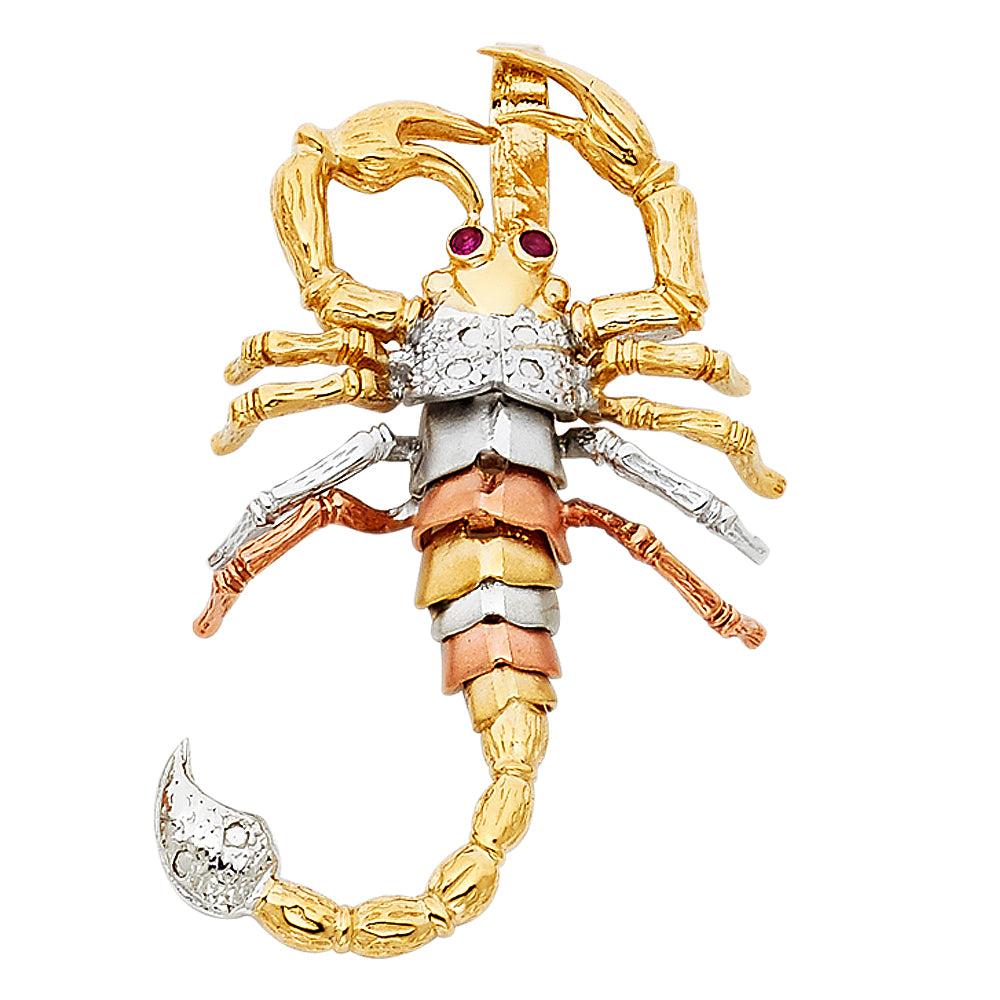 14K Yellow White Rose Gold Scorpion Pendant
