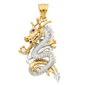 14K Two Tone Gold CZ Dragon Pendant