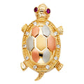 14K Yellow White Rose Gold CZ Turtle Pendant