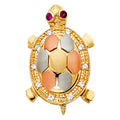 14K Yellow White Rose Gold Czturtle Pendant