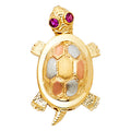 14K Yellow White Rose Gold Turtle Pendant