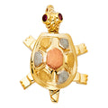 14K Yellow White Rose Gold Turtle Pendant