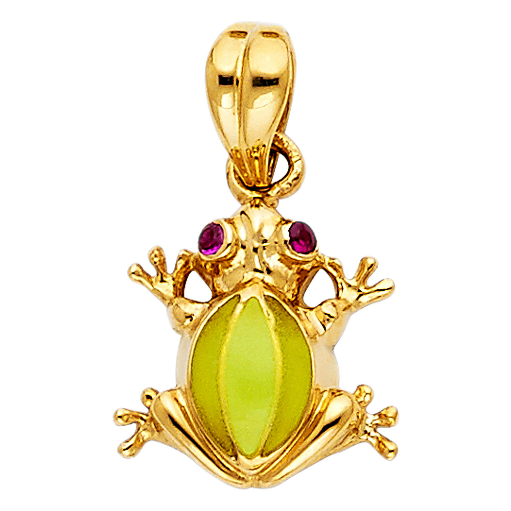 14K Yellow Gold Glow In Dark Flog Pendant