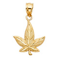14K Yellow Gold Marijuana Leaf Pendant