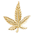 14K Yellow Gold Marijuana Leaf Pendant