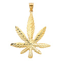 14K Yellow Gold Marijuana Leaf Pendant