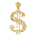 14K Yellow Gold Dollar Sign Pendant