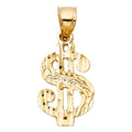 14K Yellow Gold Dollar Sign Pendant