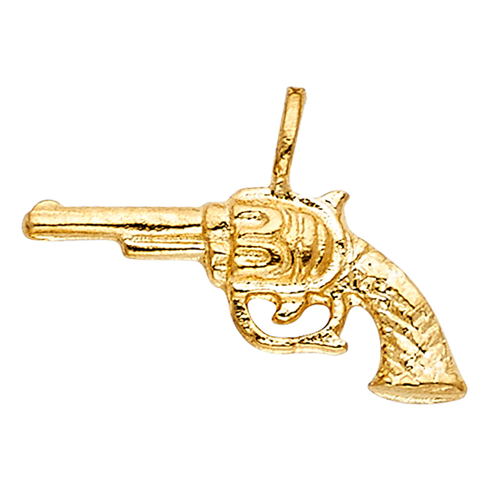 14K Yellow Gold Pistol Gun Pendant