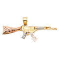 14K Yellow White Rose Gold Rifle Gun Pendant