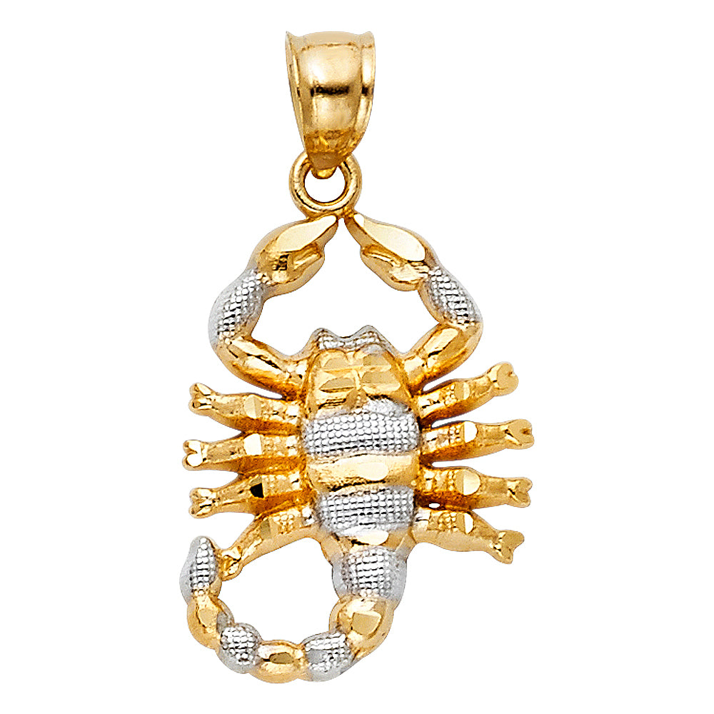 14K Two Tone Gold Scorpion Pendant