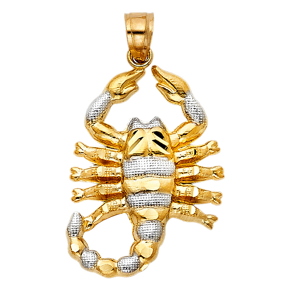 14K Two Tone Gold Scorpion Pendant