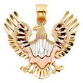 14K Yellow White Rose Gold Eagle Pendant