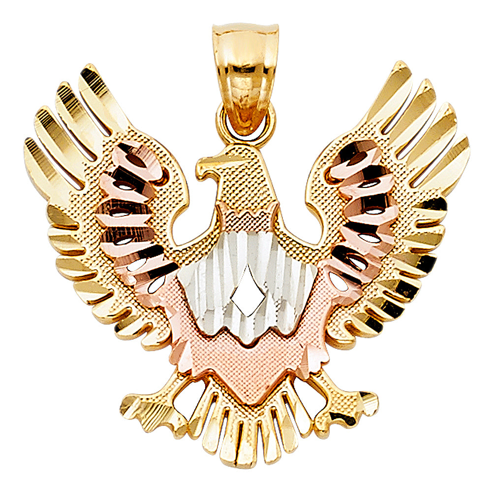 14K Yellow White Rose Gold Eagle Pendant