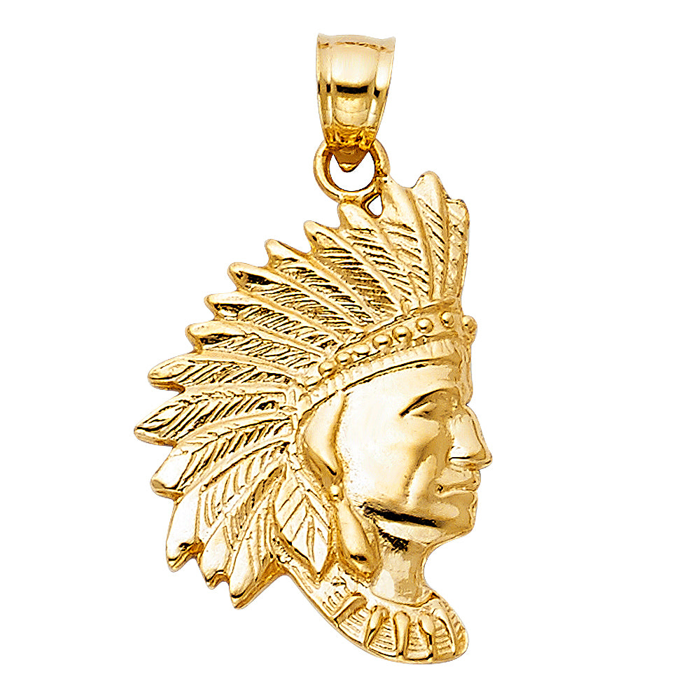 14K Yellow Gold Indian Pendant