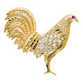 14K Yellow Gold CZ Rooster Pendant