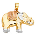 14K Yellow White Rose Gold Elephant Pendant