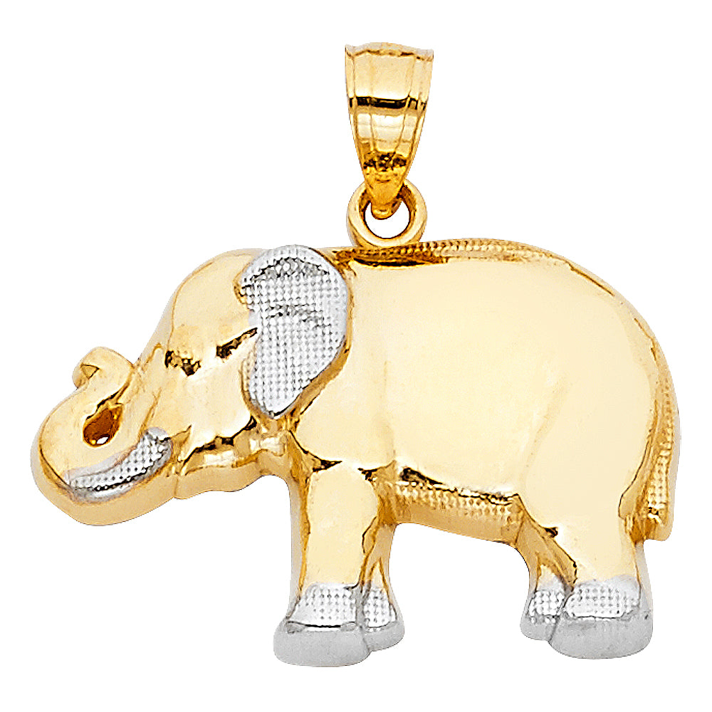 14K Two Tone Gold Elephant Pendant