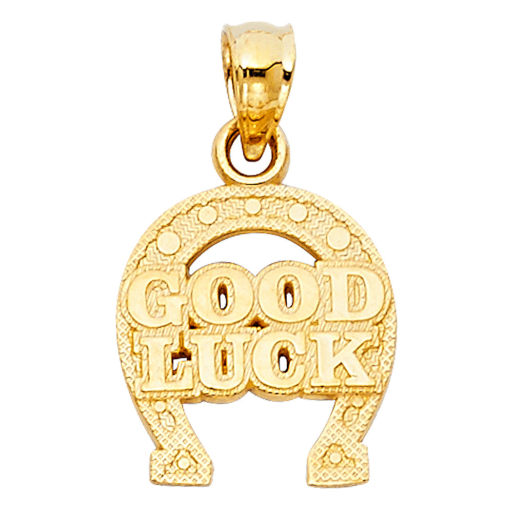 14K Yellow Gold Lucky Horseshoe Pendant