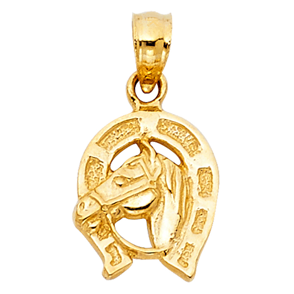 14K Yellow Gold Lucky Horseshoe Pendant