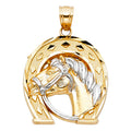 14K Two Tone Gold Lucky Horseshoe Pendant
