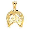 14K Yellow Gold Lucky Horseshoe Pendant
